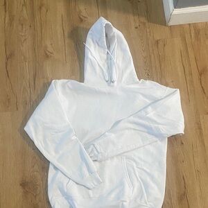 Hanes White Mens/Womans Pullover Hoodie Med